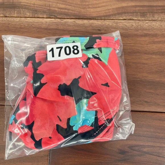 Lulus Floral Print High‎ Waisted Bikini Bottoms Red Black Blue Size M - Picture 6 of 7